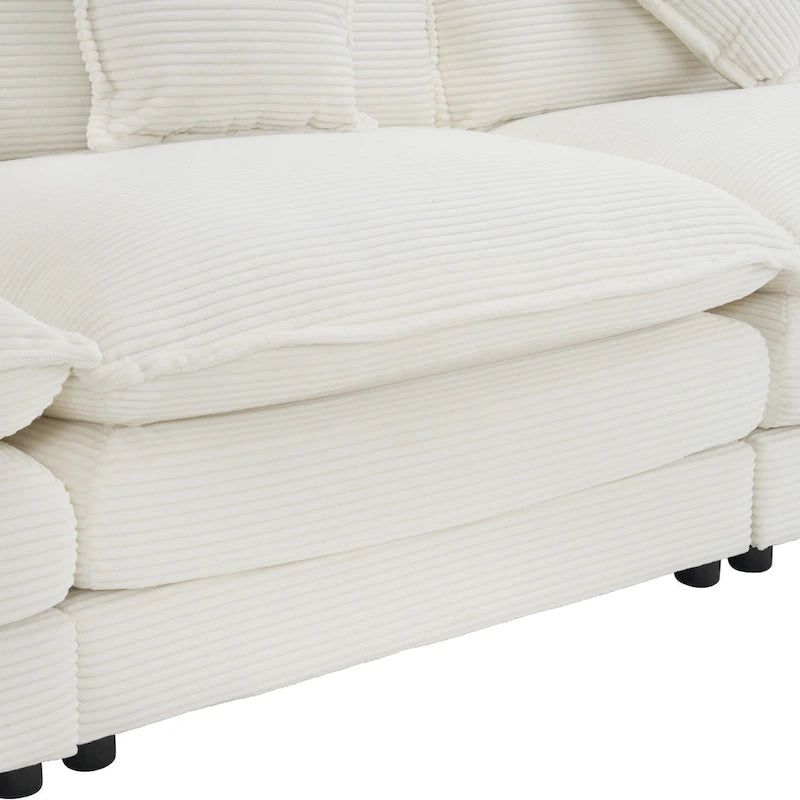 6-Piece 149.6 Corduroy Upholstered U-Shaped Modular Sectional Sofa with Side Storage Pockets