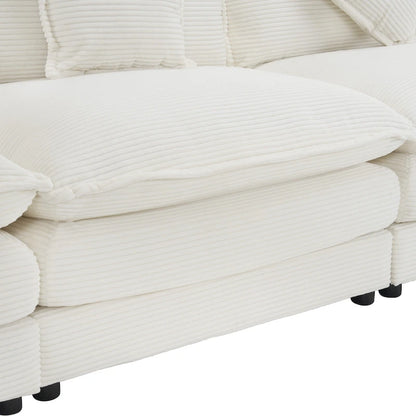 6-Piece 149.6 Corduroy Upholstered U-Shaped Modular Sectional Sofa with Side Storage Pockets