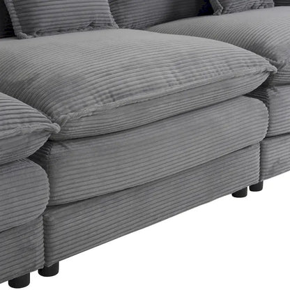 6-Piece 149.6 Corduroy Upholstered U-Shaped Modular Sectional Sofa with Side Storage Pockets
