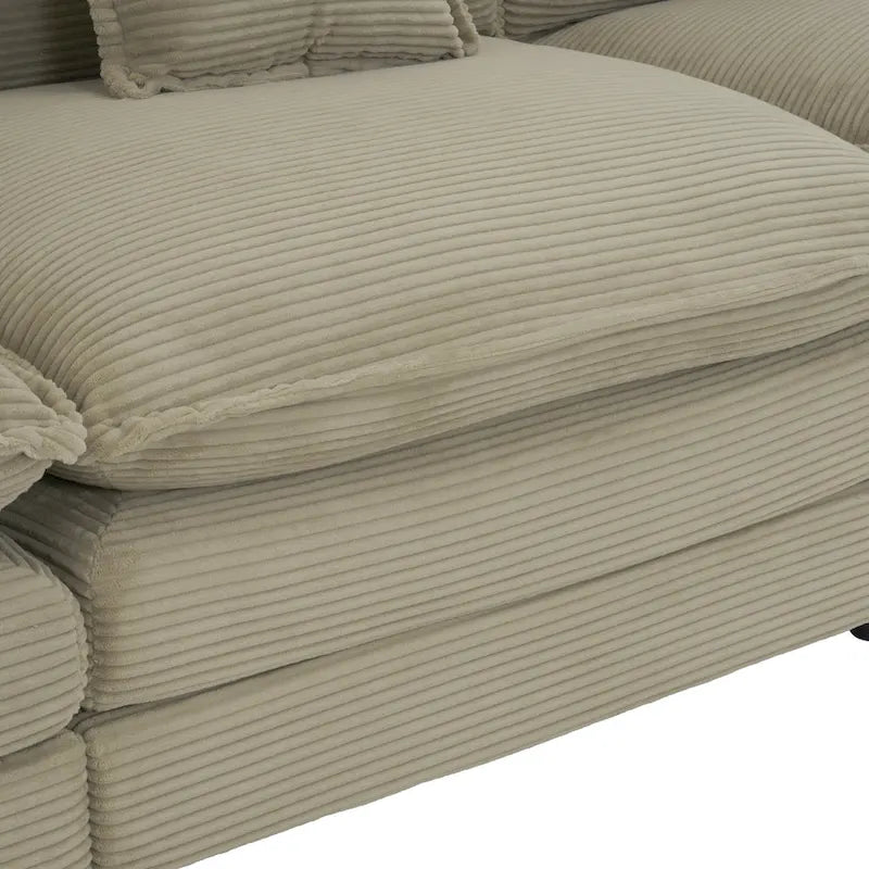 6-Piece 149.6 Corduroy Upholstered U-Shaped Modular Sectional Sofa with Side Storage Pockets
