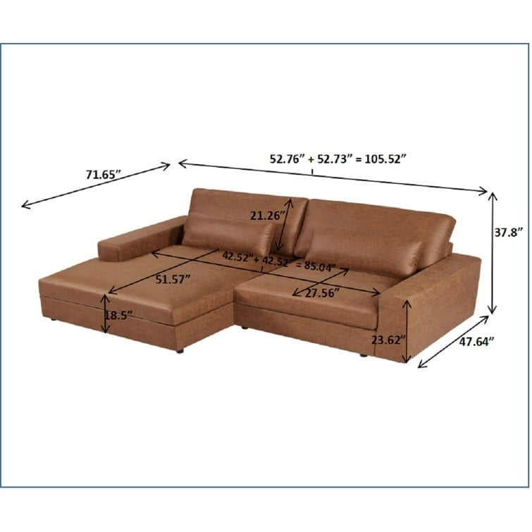 US Pride Furniture 105.52 inch Oversize Facing Chaise Sectional Sofa
