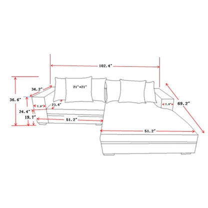 Us Pride Furniture Payan 102.4 Wide Corduroy L-Shape Sectional Sofa