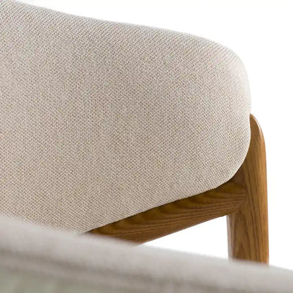 Modrest Lunde Cream Fabric, Cream Vegan Leather and Walnut Dining Arm Chair