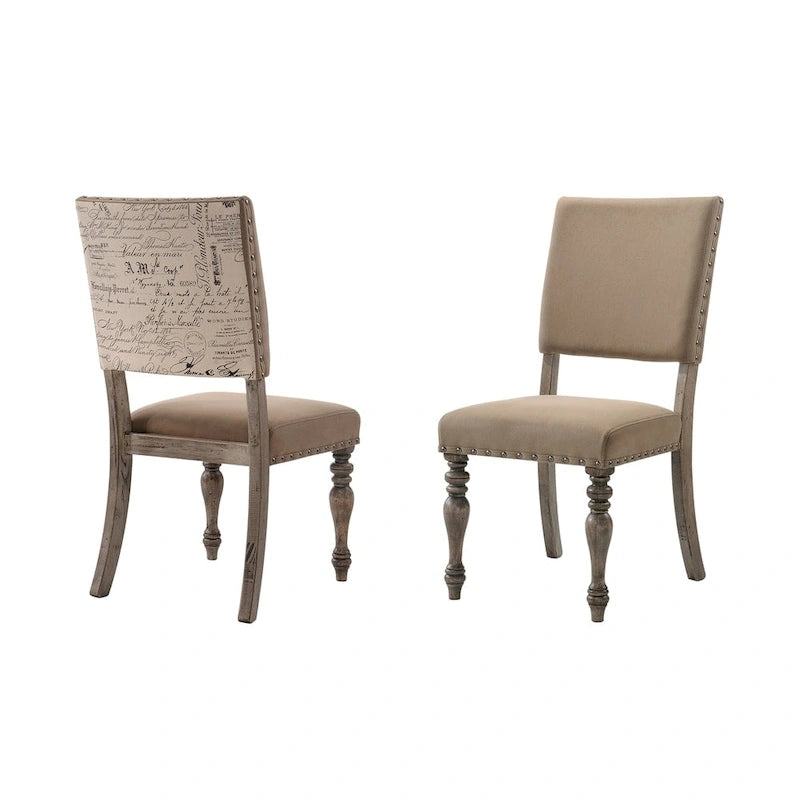 Roundhill Furniture Birmingham Nailhead 8-Piece Table with Nail Head Bench and Arm Chair Dining Set, Driftwood