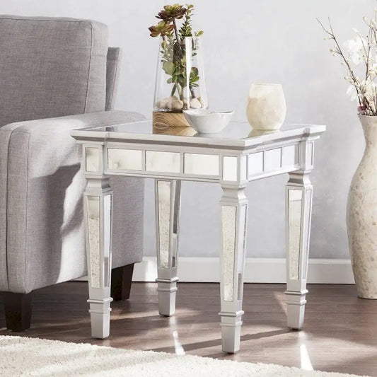 SEI Furniture Olivia Glam Mirrored Square Side Table