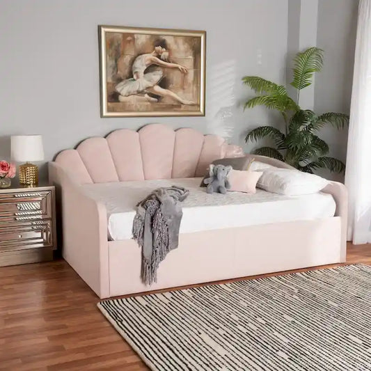 Timila Modern Velvet Upholstered Daybed-Light Pink