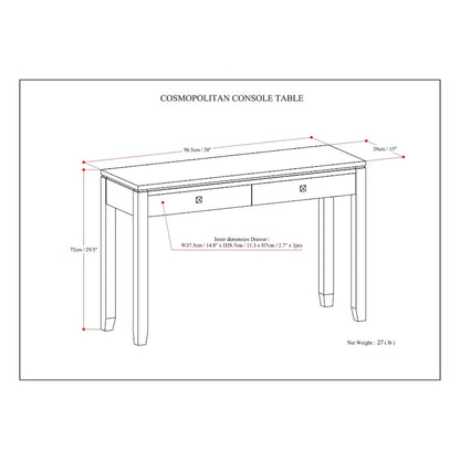 WYNDENHALL Essex SOLID WOOD 38 inch Wide Contemporary Console Sofa Table - 38 Inches wide