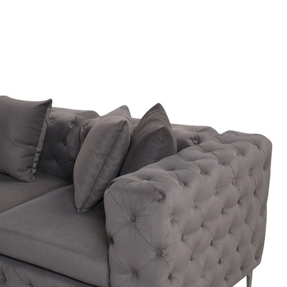 Large L-Shaped Modular Sofa, 5-Seat Velvet Sectional Couch