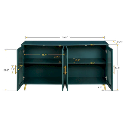 Wood TV Stand with Storage Cabinet and Adjustable Shelves - N/A