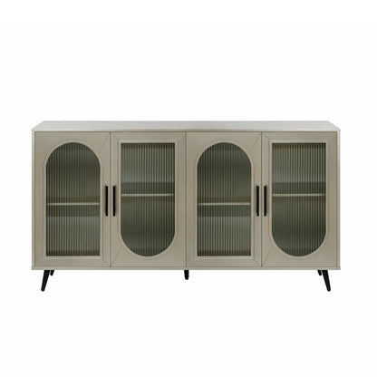 Wood TV Stand with Storage Cabinet and Adjustable Shelves - N/A