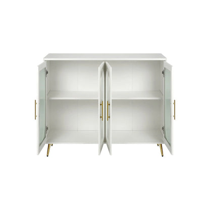 Wood TV Stand with Storage Cabinet and Adjustable Shelves - N/A