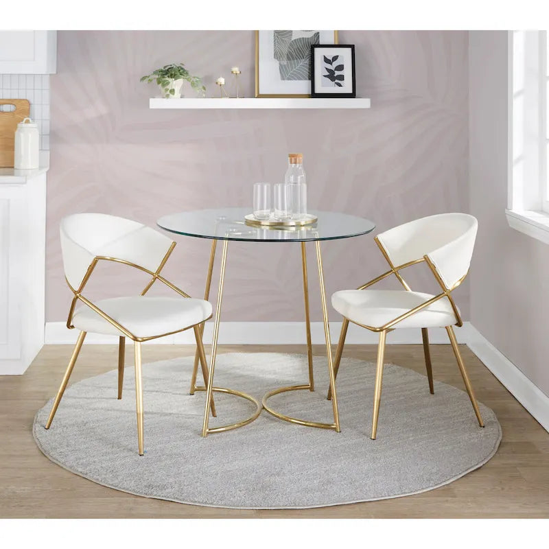 Silver Orchid Tatyana Gold Upholstered Dining Chair (Set of 2)