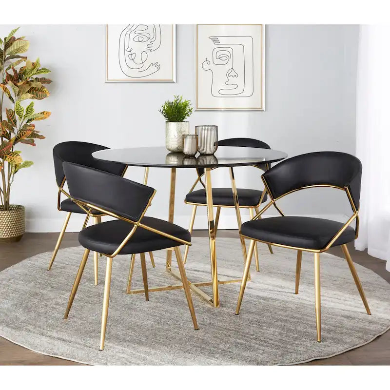 Silver Orchid Tatyana Gold Upholstered Dining Chair (Set of 2)