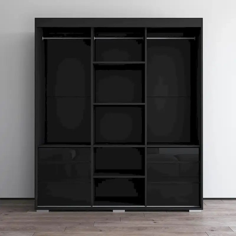 Monaco 3-door Modern 71-inch Wardrobe with Mirror