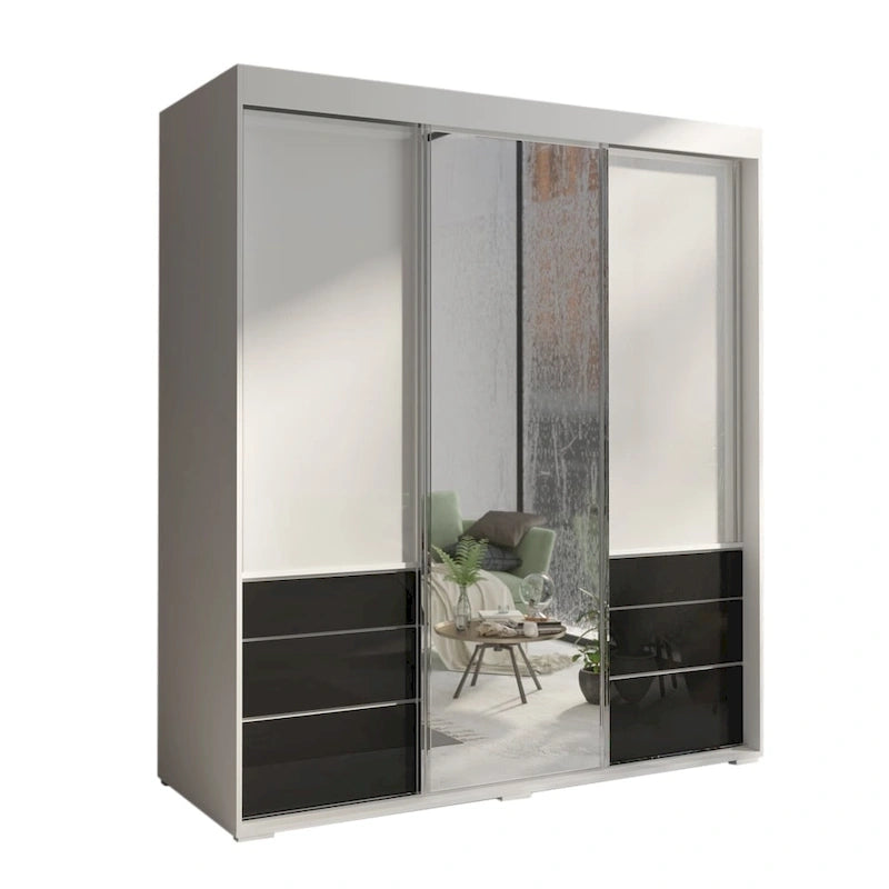 Monaco 3-door Modern 71-inch Wardrobe with Mirror