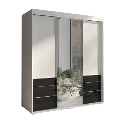 Monaco 3-door Modern 71-inch Wardrobe with Mirror