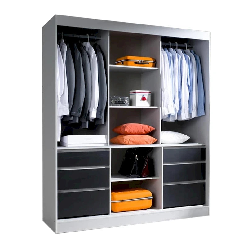 Monaco 3-door Modern 71-inch Wardrobe with Mirror