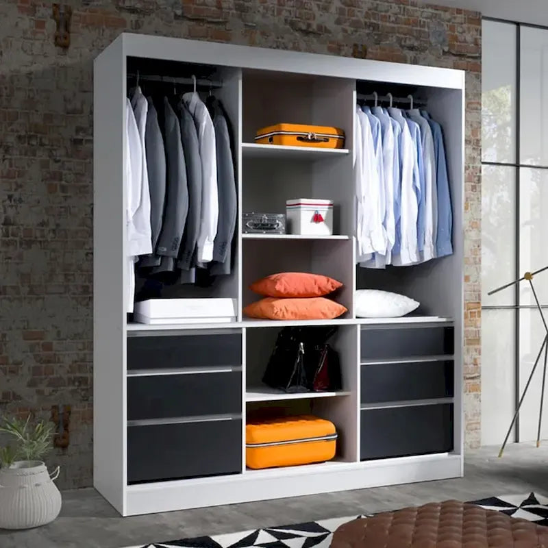Monaco 3-door Modern 71-inch Wardrobe with Mirror