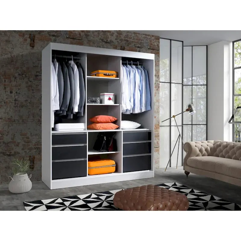 Monaco 3-door Modern 71-inch Wardrobe with Mirror