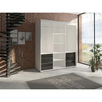 Monaco 3-door Modern 71-inch Wardrobe with Mirror