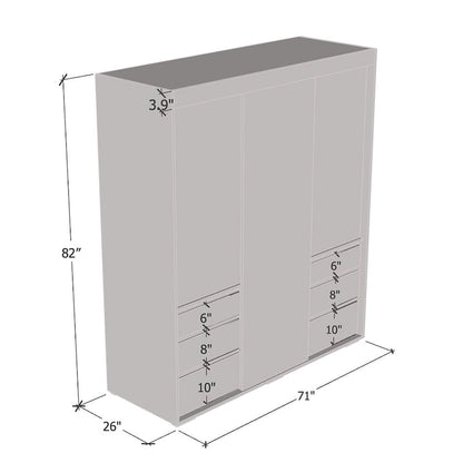 Monaco 3-door Modern 71-inch Wardrobe with Mirror