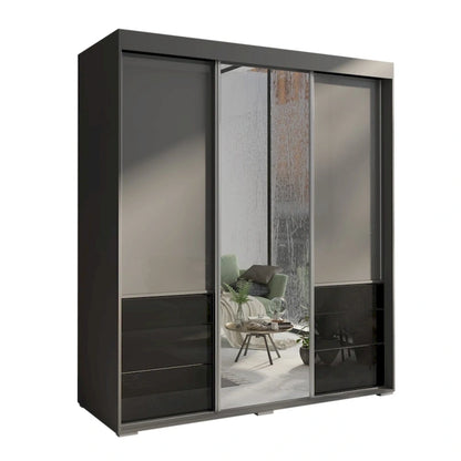 Monaco 3-door Modern 71-inch Wardrobe with Mirror