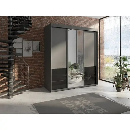 Monaco 3-door Modern 71-inch Wardrobe with Mirror