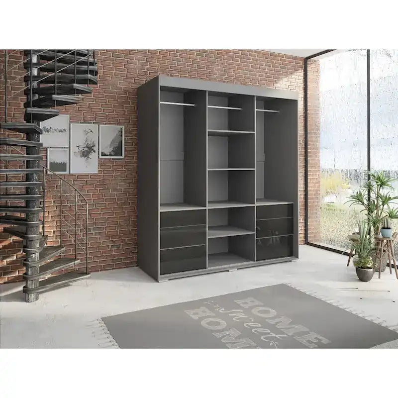 Monaco 3-door Modern 71-inch Wardrobe with Mirror