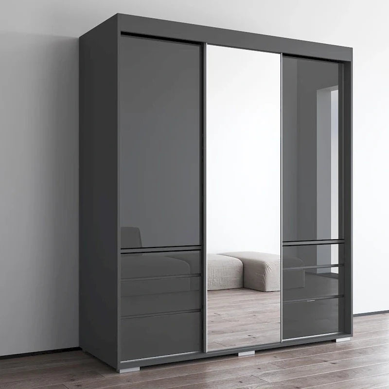 Monaco 3-door Modern 71-inch Wardrobe with Mirror