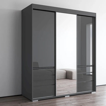 Monaco 3-door Modern 71-inch Wardrobe with Mirror