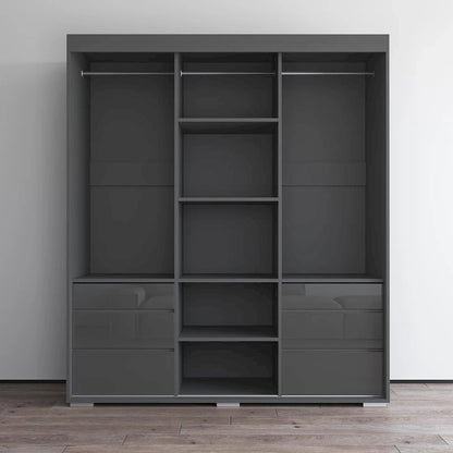 Monaco 3-door Modern 71-inch Wardrobe with Mirror