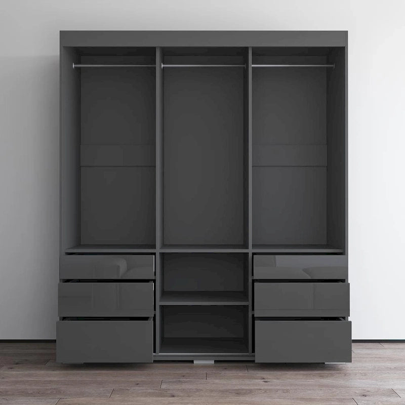 Monaco 3-door Modern 71-inch Wardrobe with Mirror