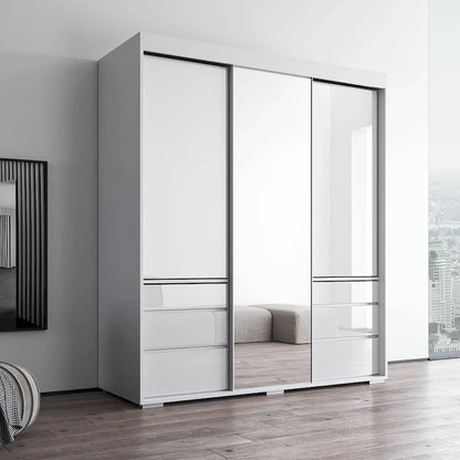 Monaco 3-door Modern 71-inch Wardrobe with Mirror