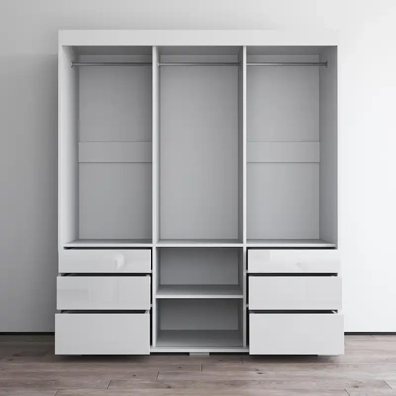 Monaco 3-door Modern 71-inch Wardrobe with Mirror