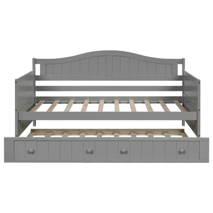 Twin Wooden Daybed with 2 drawers / Trundle Bed, Sofa Bed for Bedroom Living Room,No Box Spring Needed