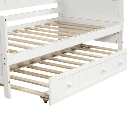 Twin Wooden Daybed with 2 drawers / Trundle Bed, Sofa Bed for Bedroom Living Room,No Box Spring Needed