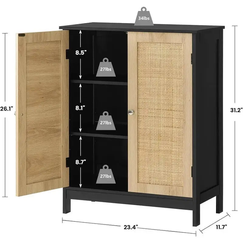 Bathroom Cabinet, Bathroom Storage Cabinet with 2 Doors & 2 Shelves - 11.7D x 23.4W x 31.2H