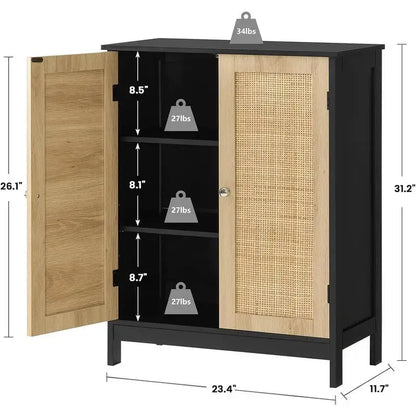 Bathroom Cabinet, Bathroom Storage Cabinet with 2 Doors & 2 Shelves - 11.7D x 23.4W x 31.2H