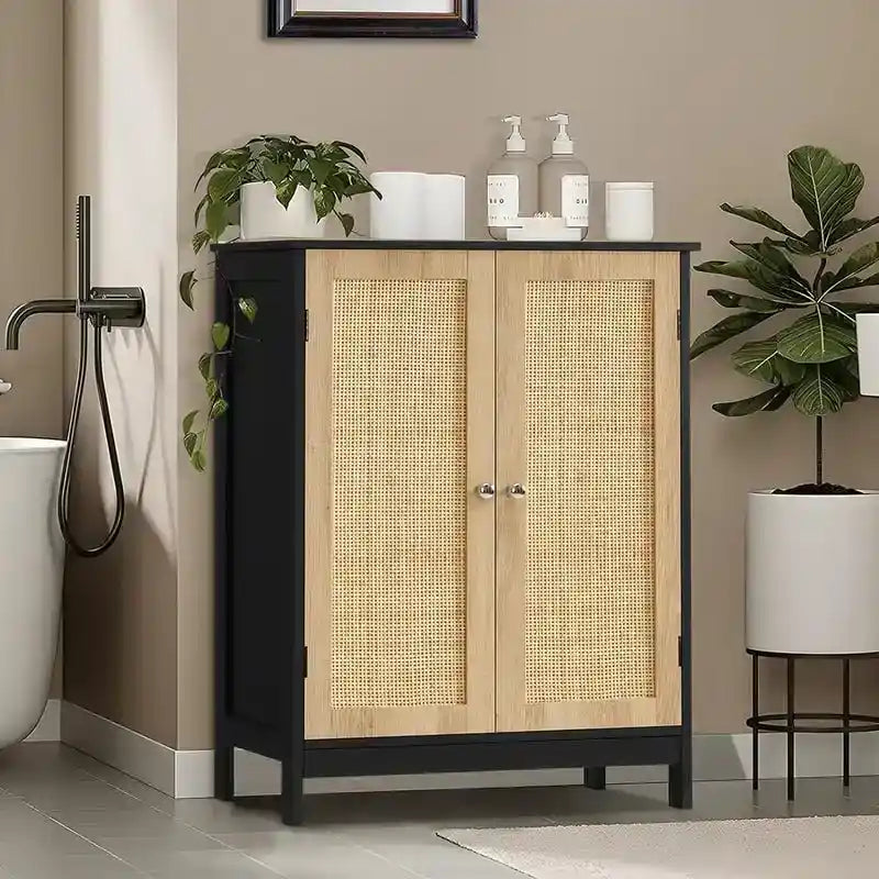 Bathroom Cabinet, Bathroom Storage Cabinet with 2 Doors & 2 Shelves - 11.7D x 23.4W x 31.2H
