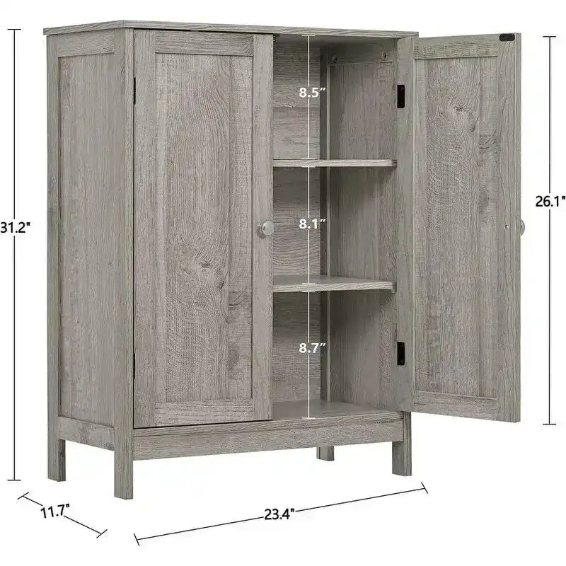 Bathroom Cabinet, Bathroom Storage Cabinet with 2 Doors & 2 Shelves - 11.7D x 23.4W x 31.2H