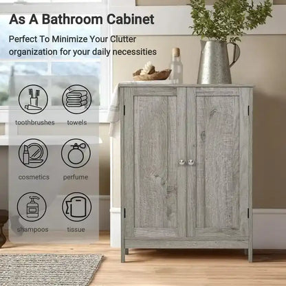 Bathroom Cabinet, Bathroom Storage Cabinet with 2 Doors & 2 Shelves - 11.7D x 23.4W x 31.2H