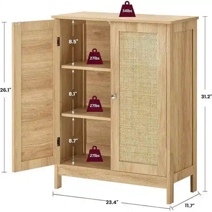 Bathroom Cabinet, Bathroom Storage Cabinet with 2 Doors & 2 Shelves - 11.7D x 23.4W x 31.2H