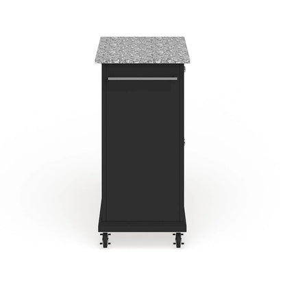 Crosley Compact Gray Granite Top Cart/ Island in Black Finish - 18d x 31w x 35.5h