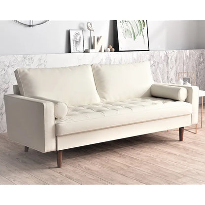 US Pride Faux Leather Mid-century Modern Sofa
