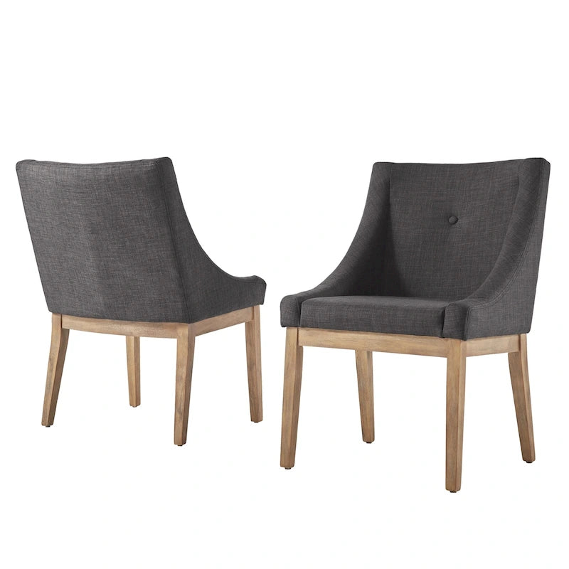 Voyager Button Tufted Slope Arm Linen Dining Chair (Set of 2) by iNSPIRE Q Artisan