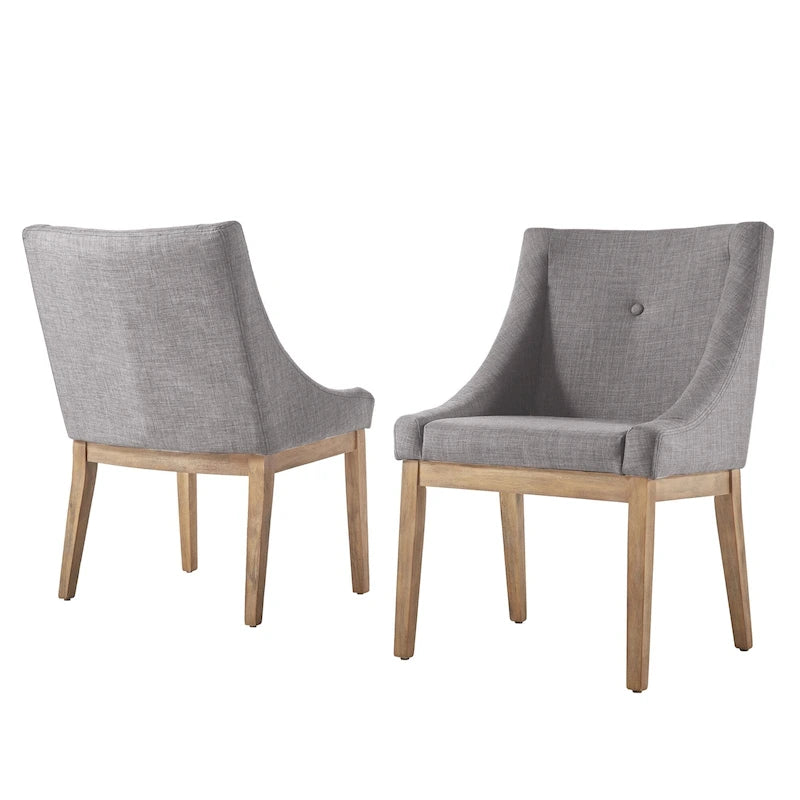 Voyager Button Tufted Slope Arm Linen Dining Chair (Set of 2) by iNSPIRE Q Artisan