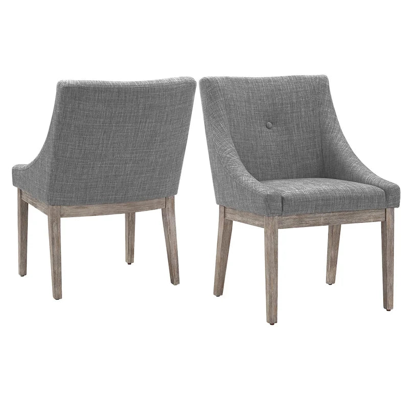 Voyager Button Tufted Slope Arm Linen Dining Chair (Set of 2) by iNSPIRE Q Artisan