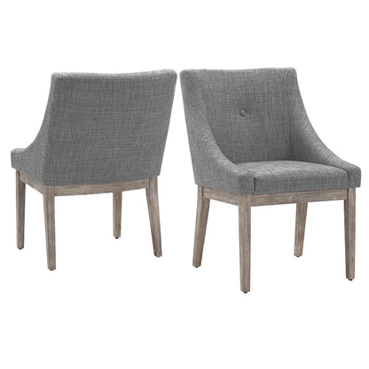Voyager Button Tufted Slope Arm Linen Dining Chair (Set of 2) by iNSPIRE Q Artisan