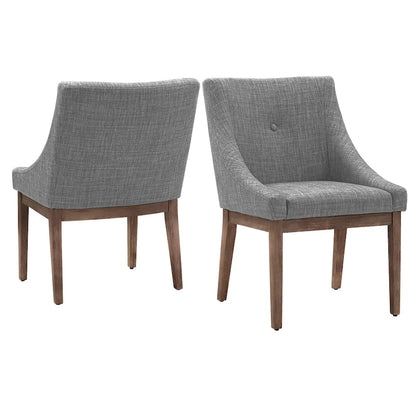 Voyager Button Tufted Slope Arm Linen Dining Chair (Set of 2) by iNSPIRE Q Artisan