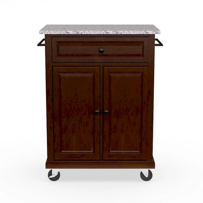 Crosley Compact Vintage Mahogany Finish Solid Granite Top Kitchen Cart and Island - 31W x 18D x 35.5H